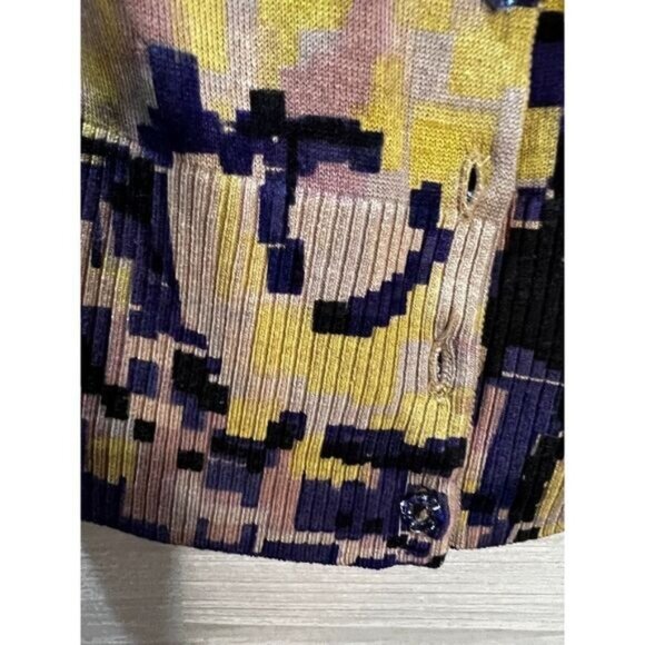 Charlotte V‎ Neck Crop Pullover Printed Long Sleeves Shirt Small - Picture 5 of 6